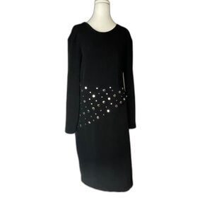Pantages Black Studded Midi Dress Size 14 Made in USA ILGWU Vintage